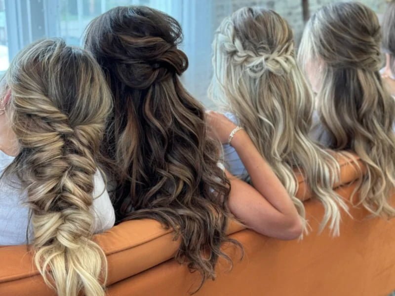 Clip-in extensions styled into curls and waves